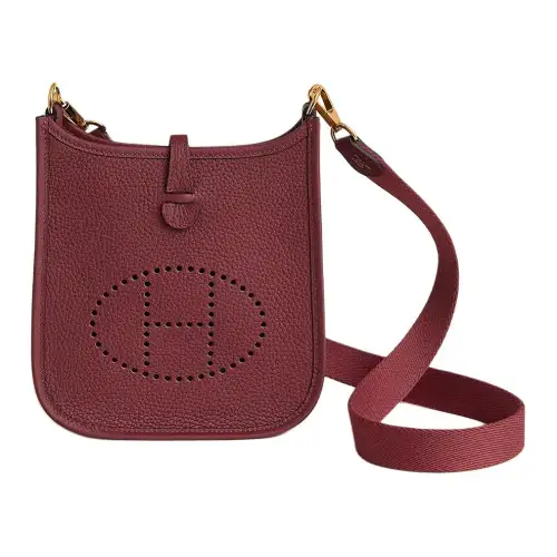 HERMES Evelyne Clemence Calfskin Crossbody Bag, Shoulder Bag 16 Women's 55 Rouge H Hermes Red