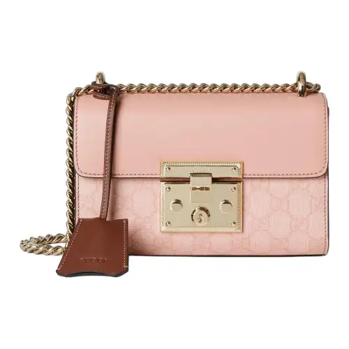 GUCCI Leather Paneled Canvas Shoulder Bag, Crossbody Bag Women's