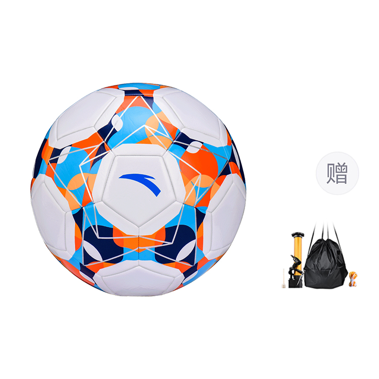 Anta Size 5 Soccer Ball PVC Machine Stitched Soccer Ball Unisex White Yellow Orange