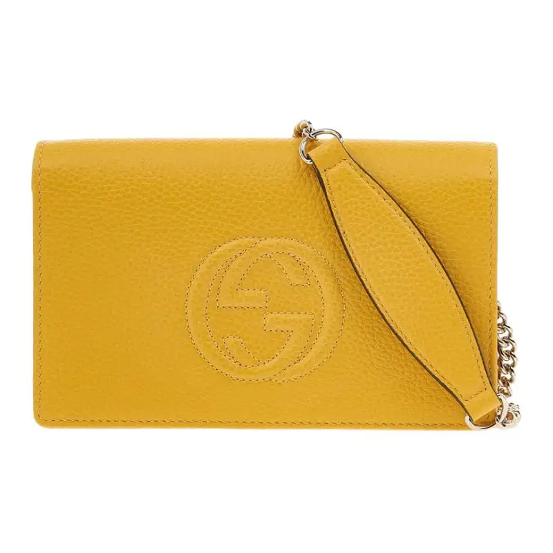 GUCCI Calfskin Crossbody Bag, Shoulder Bag Women's Yellow