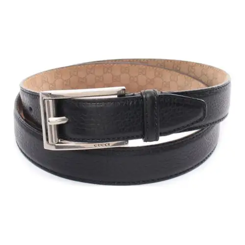 GUCCI Calfskin Leather Belts Men's Black Width 2.5cm