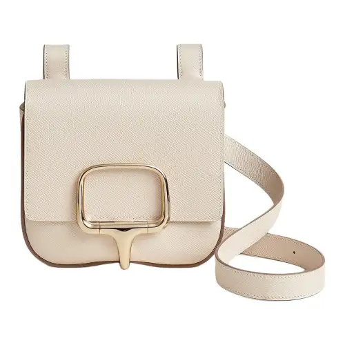HERMES Della Cavalleria Silver Tone Buckle Epsom Calfskin Crossbody Bag, Shoulder Bag Mini Women's