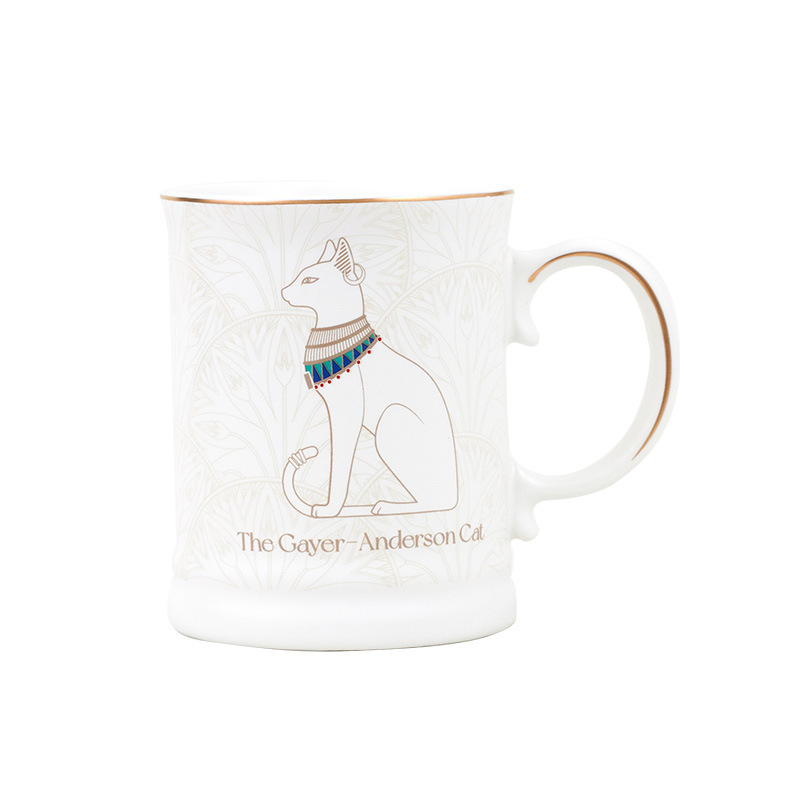 British Museum Mug Gaia Anderson Cat Series Lotus Pattern Retro 450ml Ceramic
