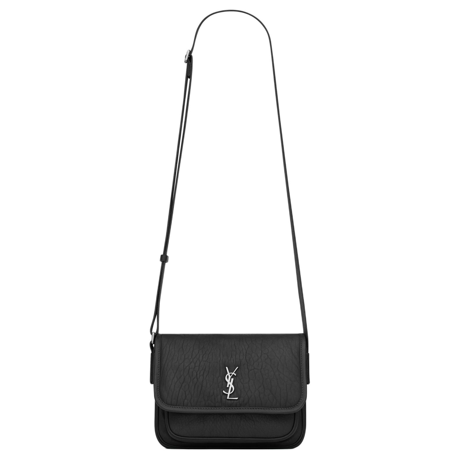 SAINT LAURENT Niki Grain Sheepskin Crossbody Bag, Shoulder Bag Small Men's Black