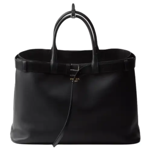 PRADA Leather Tote Bag, Shopping Bag, Handbag Men's Black