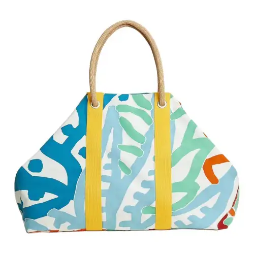 HERMES 100% Cotton With Canvas Bag, Handbag Women's Blue & Multicolor
