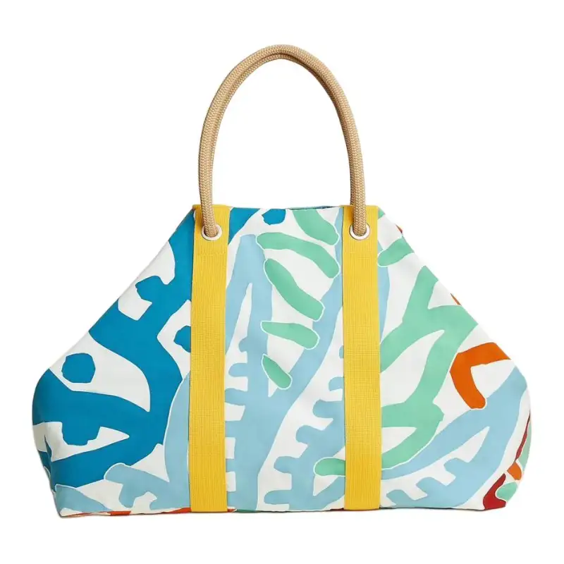 HERMES 100% Cotton With Canvas Bag, Handbag Women's Blue & Multicolor