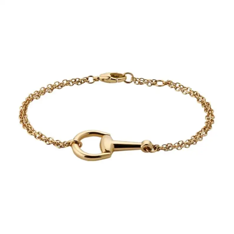 GUCCI Horsebit Collection 18K Gold Bracelets Unisex Gold
