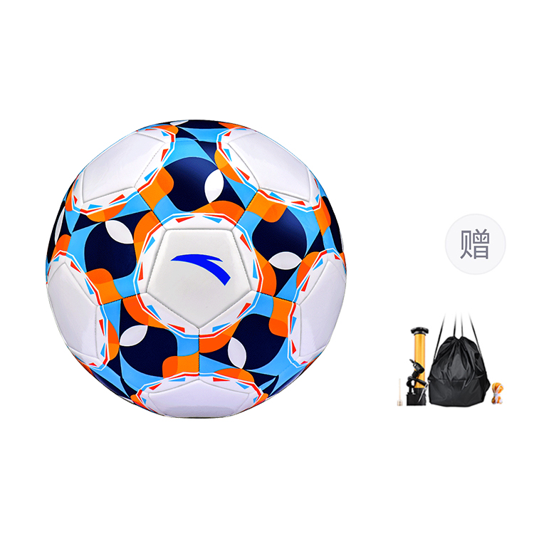 Anta Size 5 Ball Soccer Ball PVC Machine Stitched Soccer Ball Unisex Blue & White & Orange