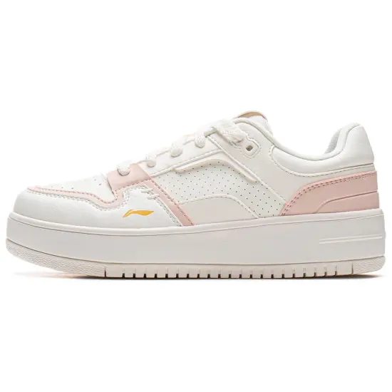 LINING Skateboard Shoes Women's Low-Top Mist White/Light Orange