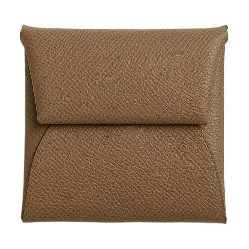 HERMES Bastia Epsom Leather Wallet Women's Chestnut & Mint Green