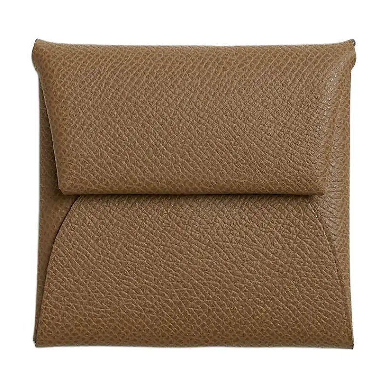 HERMES Bastia Epsom Leather Wallet Women's Chestnut & Mint Green