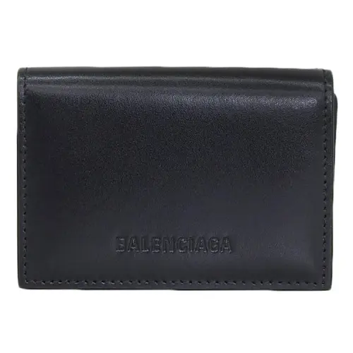 Balenciaga ESSENTIAL Leather Wallet Mini Unisex Black & Red