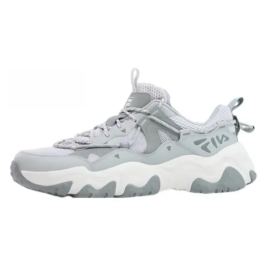 FILA FLUID 5 Cat Paw Shoes Abrasion Resistant Height Increasing Low top Casual Shoes Men's Gray White
