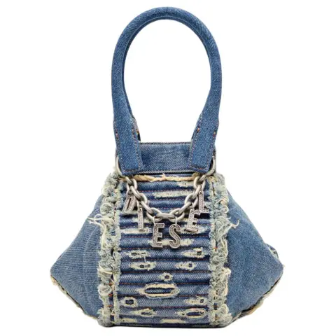 DIESEL D Vina XS Logo Charm Denim Shoulder Bag