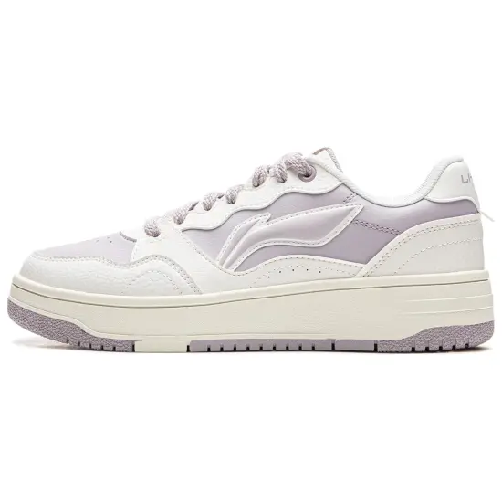 LINING Tianji Soft Skateboard Shoes Women's Low-Top Mist White/Smoke Purple Gray