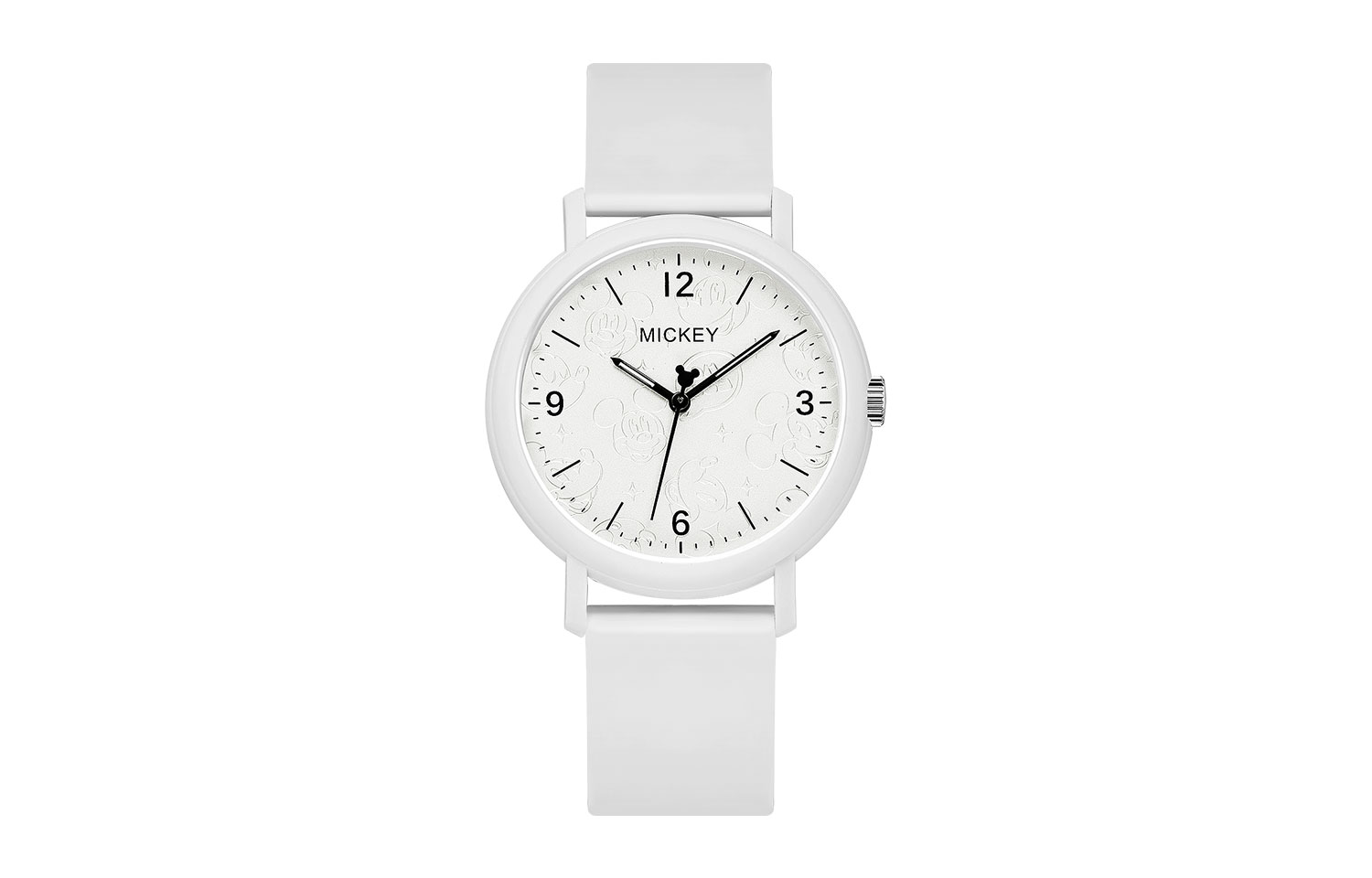 Disney Disney, silicone universal quartz watch strap for men and women, white dial, simple and elegant design, quartz mechanism