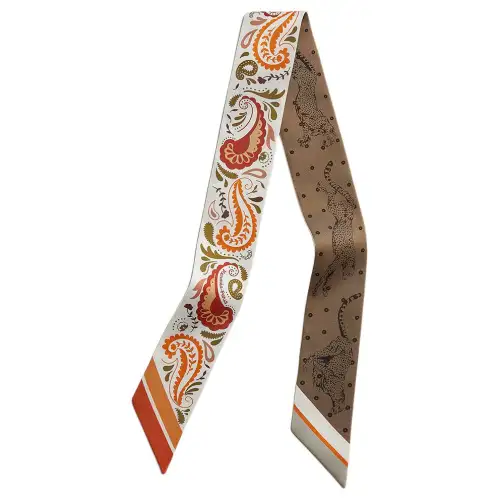 HERMES Twilly Silk Scarves Women's White