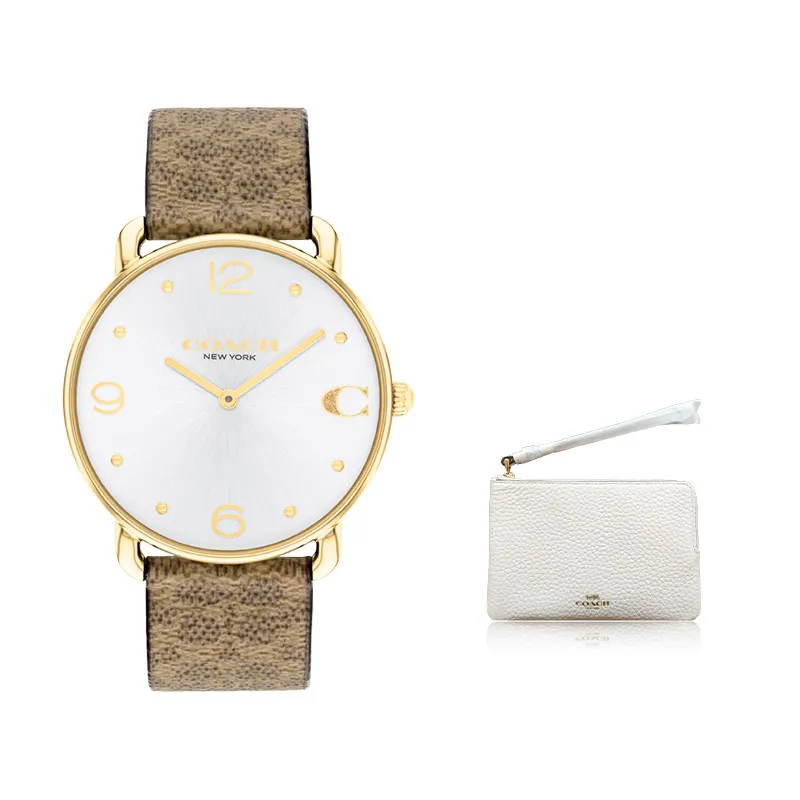 COACH ELLIOT Wrist Watches Quartz Movement Cow Leather Strap 36mm White Dial Women's Watch Quartz Movement