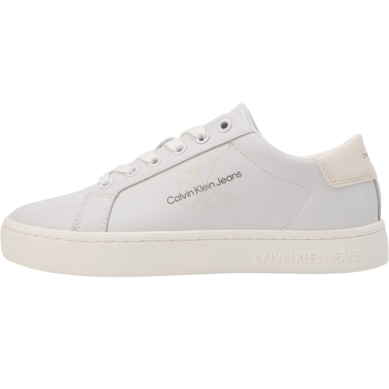 CKJ CALVIN KLEIN JEANS Слово мать винтаж Универсальный низкий верх. панель обувь женский лунный свет белый