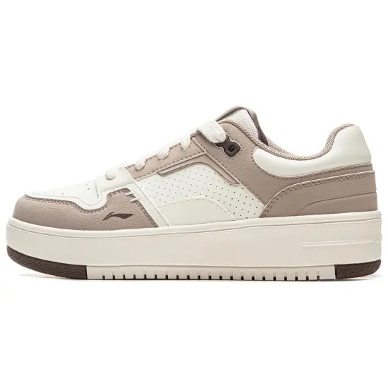 LiNing Cheese Series Lightweight Anti-Slip Wear-Resistant Breathable Low-Top Skateboard Shoes Women's White Umber