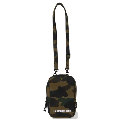 A BATHING APE Polyester Crossbody Bag, Shoulder Bag Regular Men's Green/Yellow