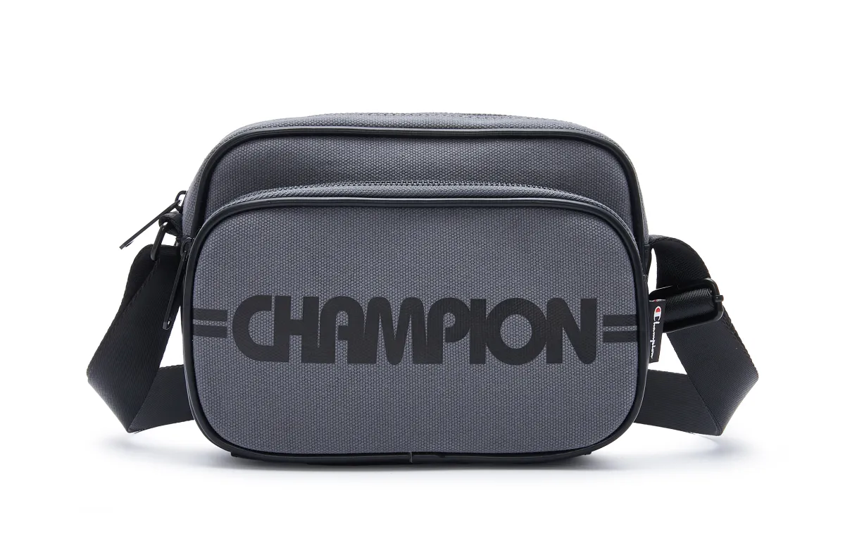 Champion Fabric Shoulder Bag Unisex Gray Black/Black