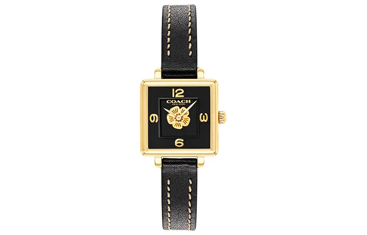 COACH Cass Wrist Watches Quartz Movement Cow Leather Strap Black Dial Women's Watch
