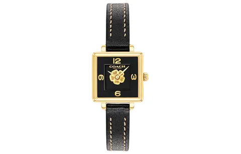 COACH Cass Wrist Watches Quartz Movement Cow Leather Strap Black Dial Women's Watch