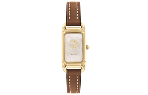 COACH Cadie Wrist Watches Quartz Movement Leather Strap 17mm Mother of Pearl Color Watch Dial Women's Watch