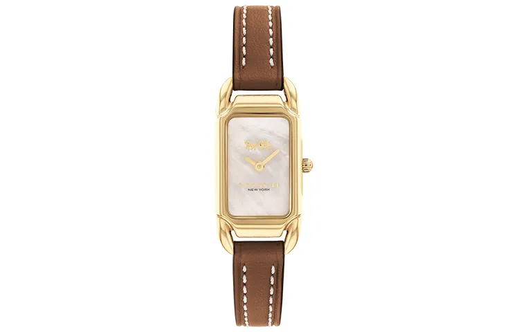 COACH Cadie Wrist Watches Quartz Movement Leather Strap 17mm Mother of Pearl Color Watch Dial Women's Watch