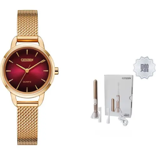CITIZEN Quartz Movement Stainless Steel Strap Watch Women's Watch Red Watch Dial
