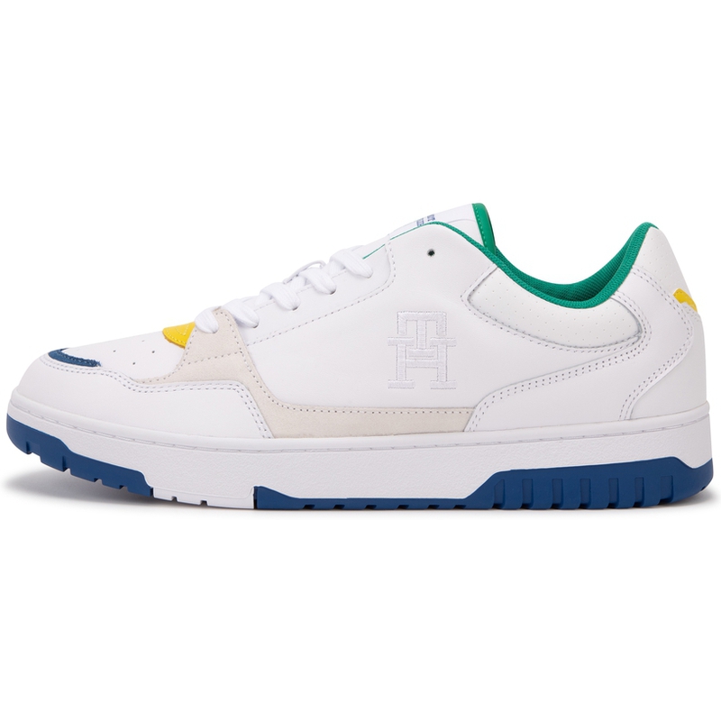 Tommy Hilfiger Кожаная сплайсинговая вышивка средней высоты винтаж спорт панель обувь мужской стиль белый