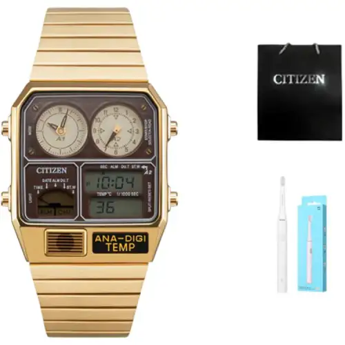 CITIZEN Quartz Movement Stainless Steel Strap Watch Unisex Gold Dial
