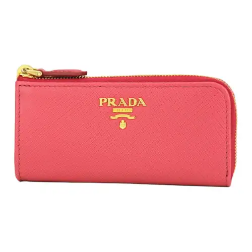 PRADA Saffiano Leather Key Pouch Women's Pink