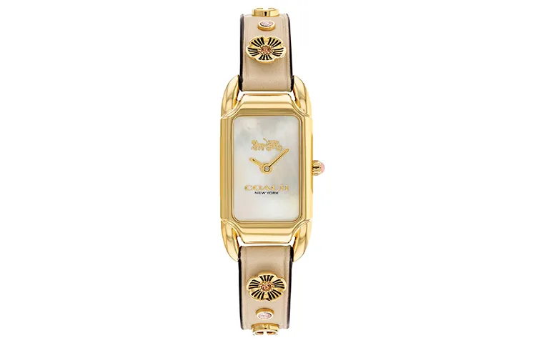 COACH CADIE Wrist Watches Quartz Movement Leather Strap 17.5mm White Dial Women's Watch