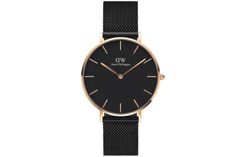 Quartz men's watch, watch strap stainless steel, black fashionable dial, quartz mechanism, 36mm, European style