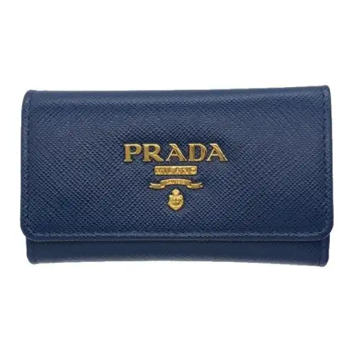 PRADA Leather Keychains Unisex Blue