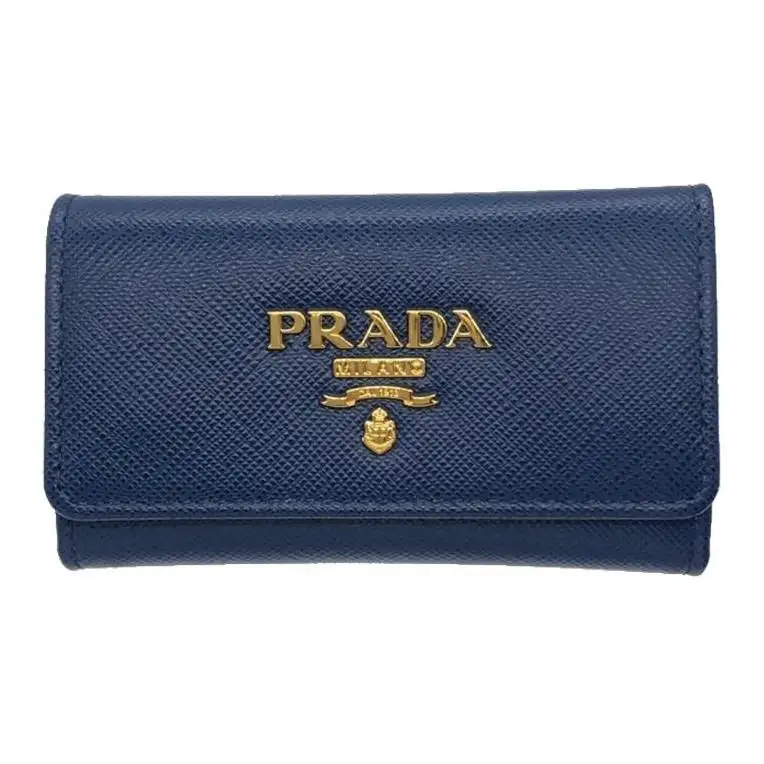 PRADA Leather Keychains Unisex Blue