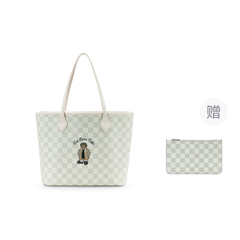 Teenie Weenie Polyvinyl Chloride With Synthetic Leather Tote Bag, Shopping Bag, Handbag, Shoulder Bag Women's Apricot
