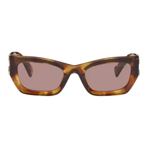 MIU MIU Acetate Oval Sunglasses Women's Tortoiseshell