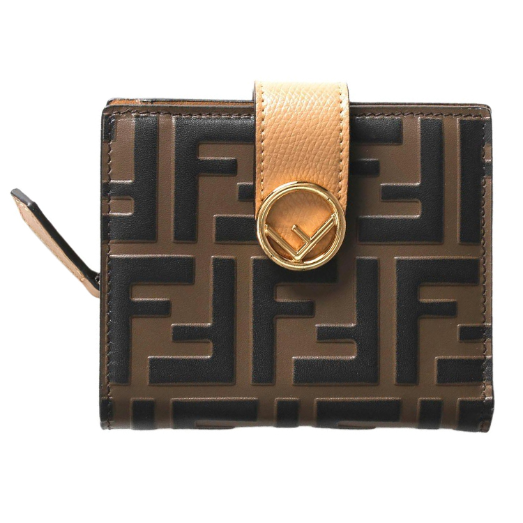 Женский кошелек Fendi FF (коричнево-бежевый)