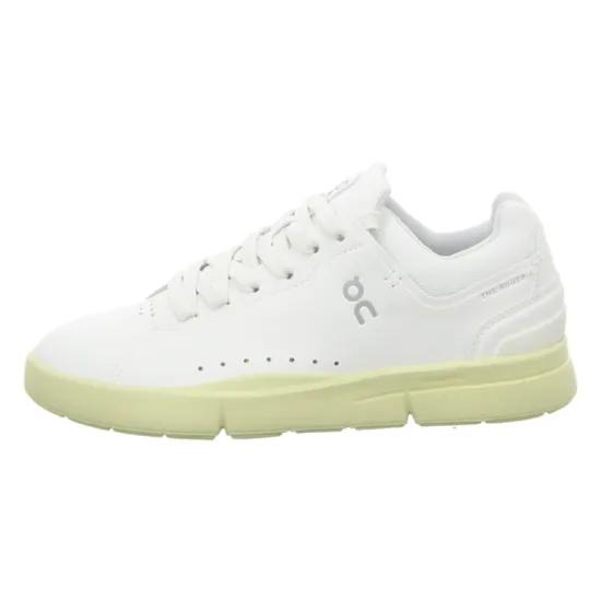 On THE ROGER Anti Slip And Wear Resistant Lightweight Low Top Skateboard Shoes Women's White Grass Yellow