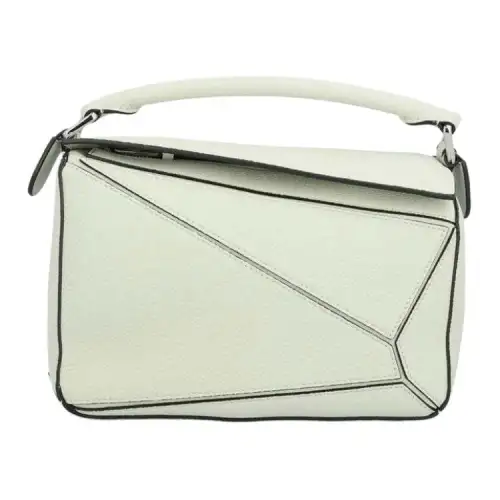 LOEWE Puzzle Grain Calfskin Leather Shoulder Bag, Crossbody Bag, Handbag Small Women's Light Green