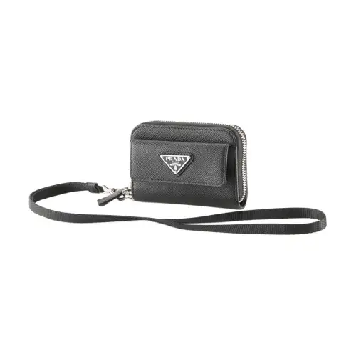 PRADA Saffiano Leather Coin Purse Men's Black