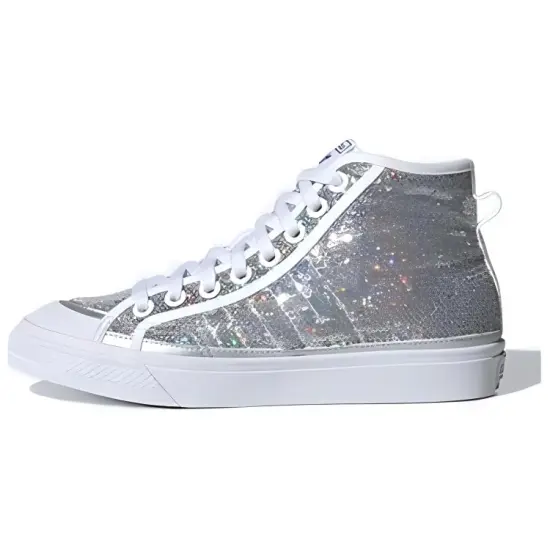 Adidas Originals NIZZA Series Skateboard Shoes Women's Mid-top Silver