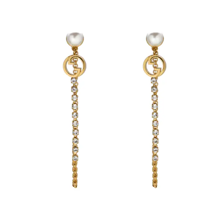 GUCCI Metal, Pearl Drop Earrings Women's Gold