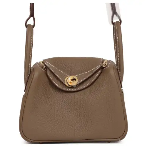 HERMES Lindy Clemence Bullock Leather Handbags 19 Women's 18 Etoupe Elephant Gray