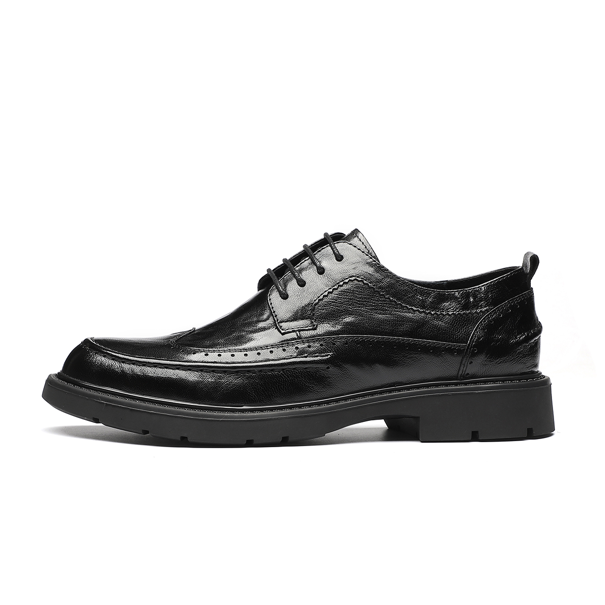 15 MINS Low classic black wedding shoes English style, British style, simple and elegant design