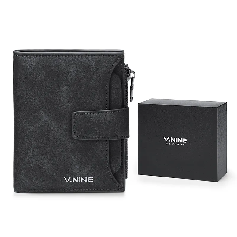 V.NINE Synthetic Leather Men's Short Wallet With Card Holder Medium Men's Black/Brown/Blue